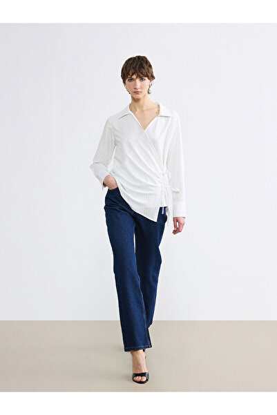 LC Waikiki Nevavm Farkıyla Soulife Navy Blue Straight Fit Women's Jean Trouse...