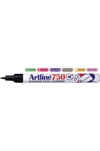 artline Marker 750, pentru textile, corp metalic, varf rotund 0.7mm - negru