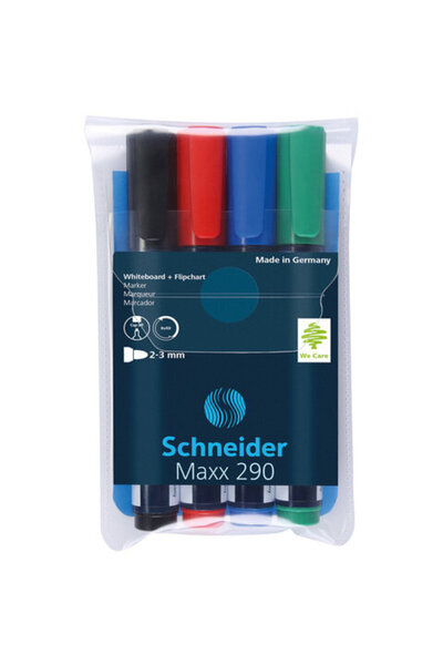 SCHNEIDER Marker Maxx 290, for whiteboard+flipchart, round tip 2-3mm, 4 pens/...