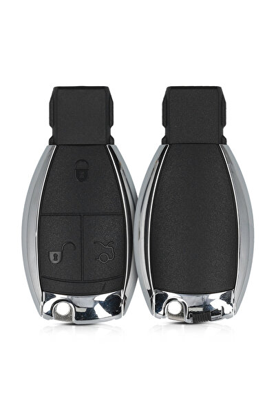 KWmobile Carcasă cheie pentru Mercedes Benz - 3 butoane, plastic, argintiu, 4...