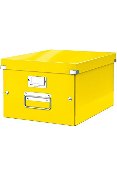 Leitz WOW Click & Store storage box, laminated cardboard, medium, yellow