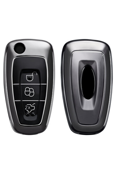 KWmobile Car Key Case for Ford - 3 Buttons, Silicone, Black, 48039.95