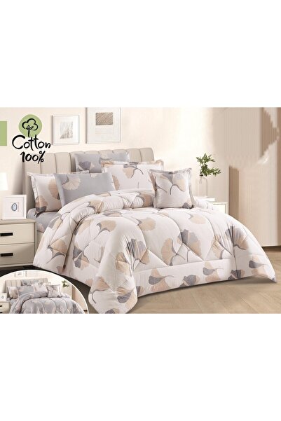 Barigo مفرش نفرين مشجر قطن 100% وجهين طقم لحاف 8 قطع مقاس 230*250سم