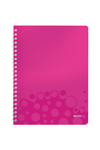Leitz Caiet de birou Wow, PP, A4, cu spira, dictando - roz metalizat