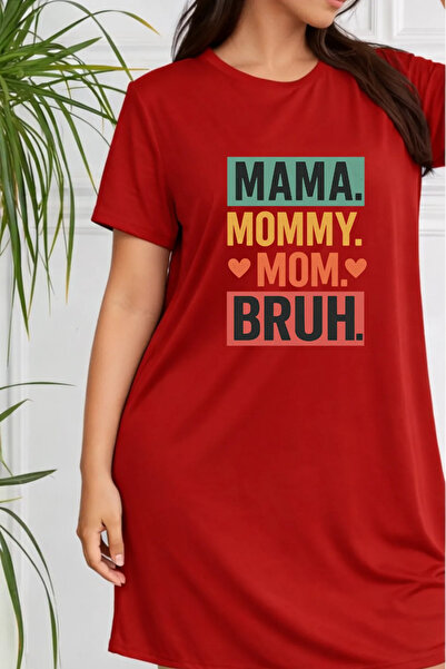 HOFFNUNG Tricou unisex cu mânecă scurtă, guler rotund, MAMA, culoare uni, lung.