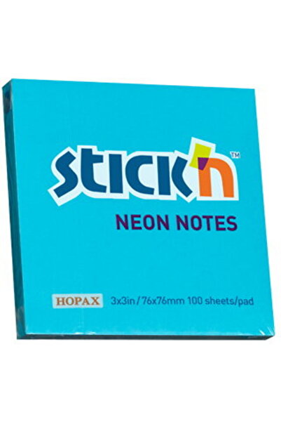 Stickn Notes autoadeziv 76 x 76 mm, 100 file, Stick"n - albastru neon