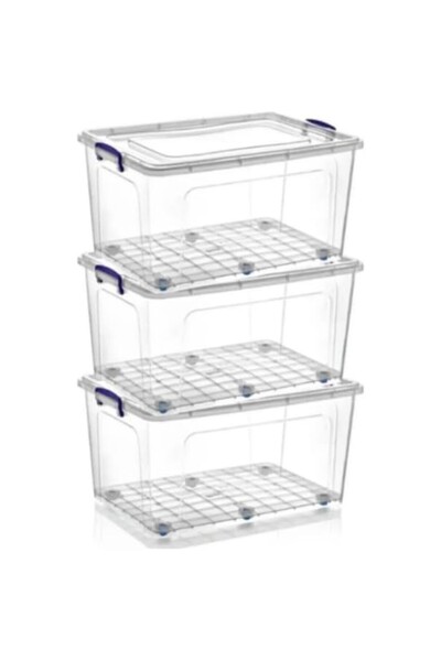 AyrStore 40 Lt Transparent Storage Box with Wheels and Locking Lid, Suitable ...