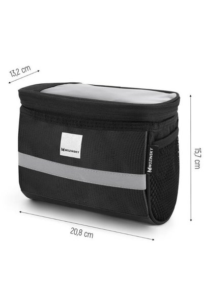 WOZINSKY Geanta Bicicleta cu Husa pentru Telefon Impermeabila Black (prindere de ghidon, 2l)