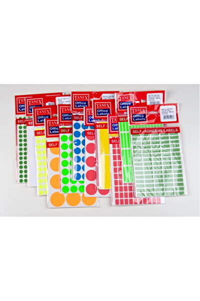 Tanex Etichete autoadezive color, D 8 mm, 750 buc/set - rosu