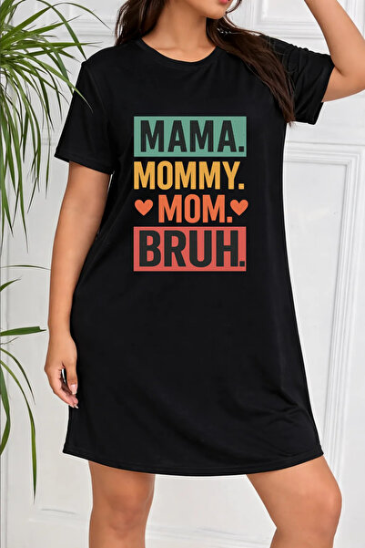 HOFFNUNG UNISEX κοντομάνικο με στρογγυλή λαιμόκοψη MAMA MOMMY μονόχρωμο μακρύ...