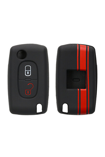 KWmobile Car Key Cover for Peugeot / Citroen - 2 Buttons, Silicone, Black, 45...