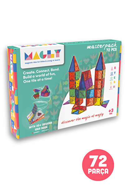 Empressco Manyetik Yapı Blokları – Çocuklar İçin Renkli 3 Boyutlu 72 Parça Ma...
