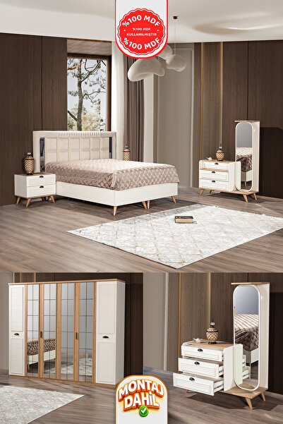 İMBAŞ Aura Yatak Odası Takımı %100 MDF - Bazalı