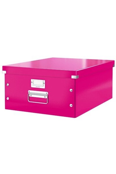 Leitz WOW Click & Store storage box, laminated cardboard, large, pink