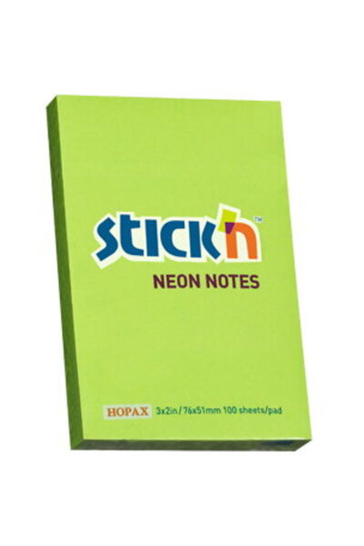 Stickn Notes autoadeziv 76 x 51 mm, 100 file, Stick"n - verde neon