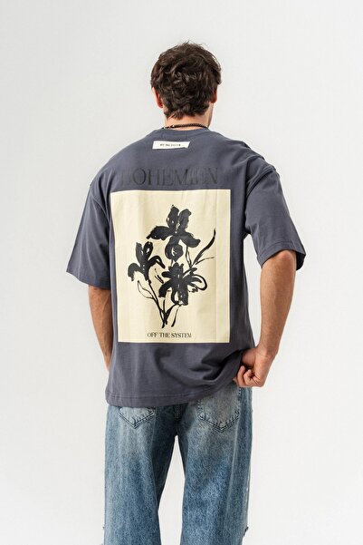 go gang own Bohemien Back Design Detailed Crew Neck Oversized T-Shirt