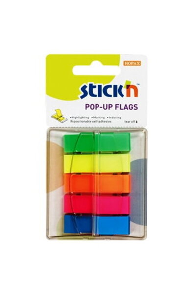 Stickn Film index autoadeziv 45 x 12mm, 5 x 40file/set, cu dispenser, Stick"n...