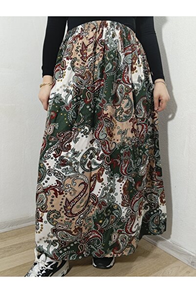 hoaryage Elastic Waist, Vivid Colorful Patterned Viscose Press Fabric Maxi Le...