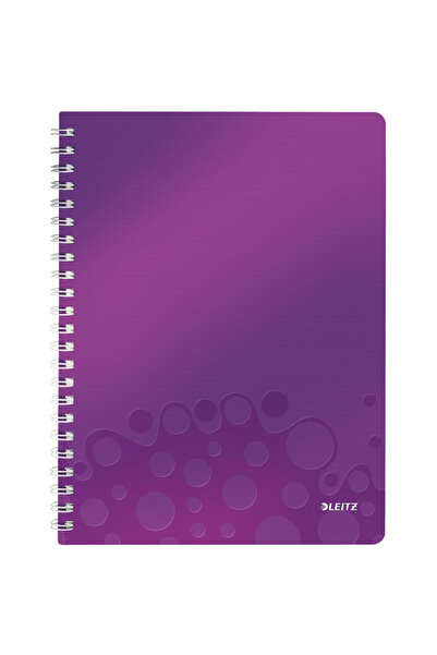 Leitz Caiet de birou Wow, PP, A4, cu spira, dictando - mov metalizat