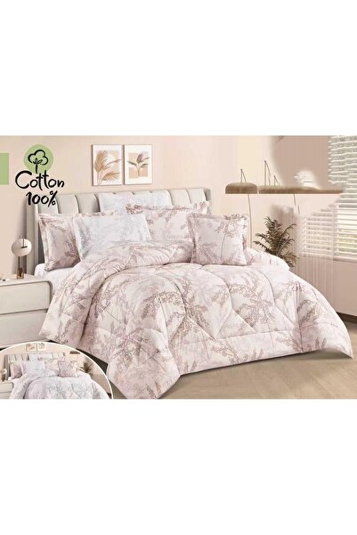 Barigo مفرش نفرين مشجر قطن 100% وجهين طقم لحاف 8 قطع مقاس 230*250سم