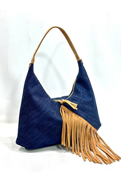 My Easy Shop Mesbag Women Bag Denim and Suede Paneled Shoulder Bag