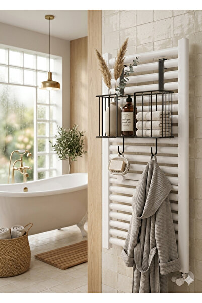 BUSEMSİ HOME Havlupan Düzenleyici Askılı Kancalı Dikdörtgen Banyo Organizeri