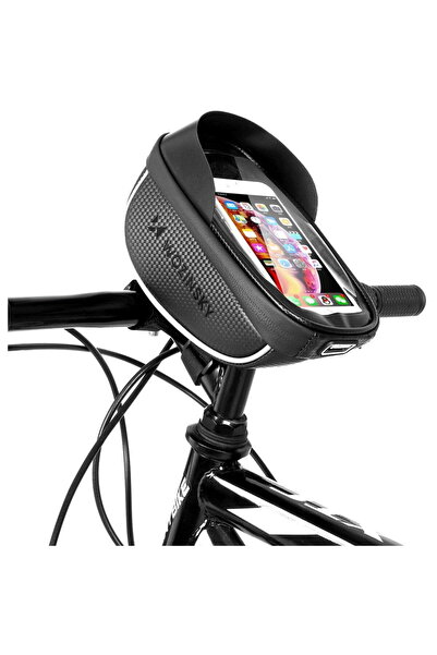 WOZINSKY geantă ghidon bicicletă cu husă telefon 1l neagră (WBB16BK)