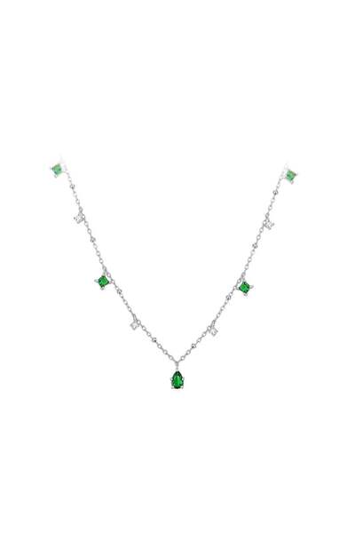 Generic قلادة نسائية فضة عيار 925 تصميم Green White