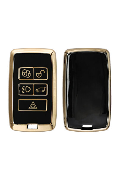 KWmobile Car Key Case for Jaguar 5 Buttons, Black/Gold, Silicone, KWM0000256I...