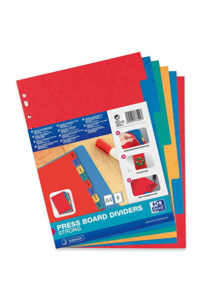 Oxford Color cardboard dividers, A4, 180g/sqm, 6 colors/set,