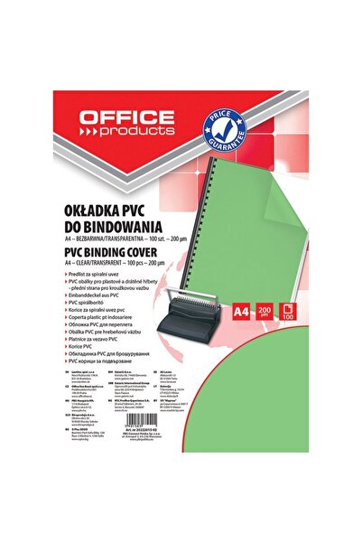 OFFICE products Coperta plastic PVC, 200 microni, A4, 100/top - verde transpa...