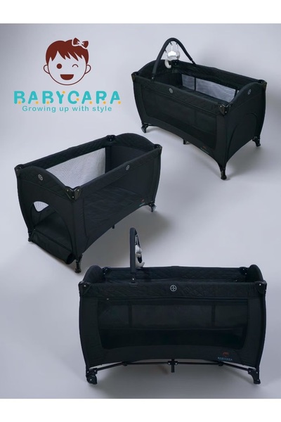 Baby Cara Folding Travel Baby Bed With Two Levels Adjustable Height and Hangi...