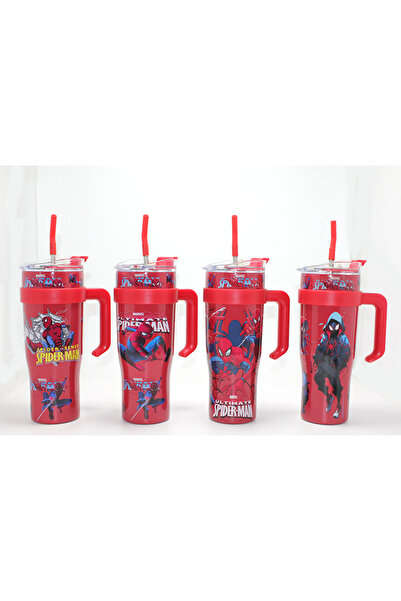 yusa stores Spider-Man Patterned Thermos Water Bottle with Straw - Heat-Retai...