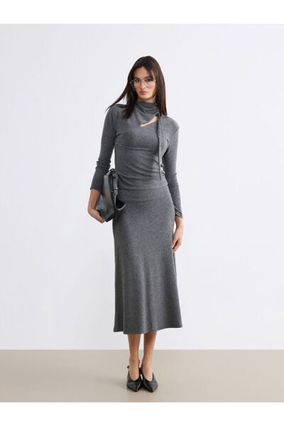LC Waikiki A Planted Knitwear Skirt with Waist Cord by Uzg Store for Style En...