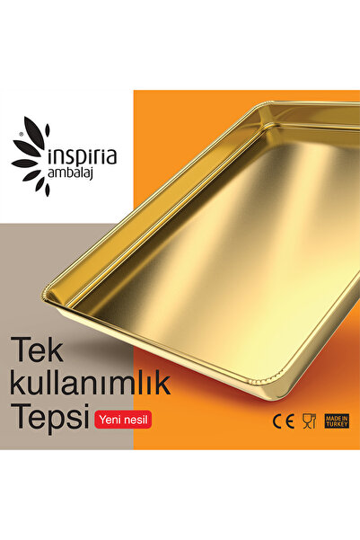 Empressco Şık ve kullanışlı tek kullanımlık altın renkli tepsi seti, 5 adet