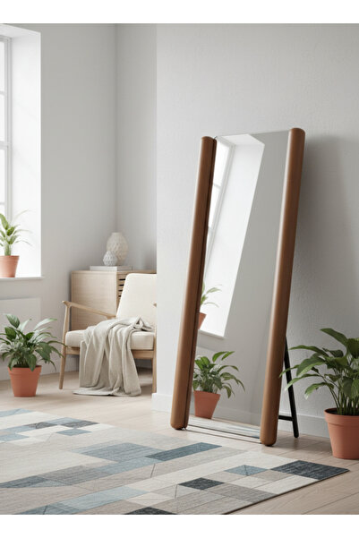 MARIA HOMES مرآة أرضية بإطار بني، مرآة طويلة قائمة لتزيين غرفة النوم