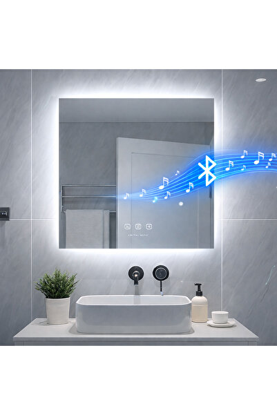 Digital Hayat Kare LED Bluetooth Hoparlörlü Dekoratif Akıllı Banyo Aynası – D...