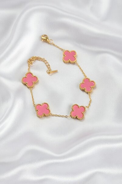 Jadem Gold 316L Stainless Steel Pearlescent Clover Women's Bracelet