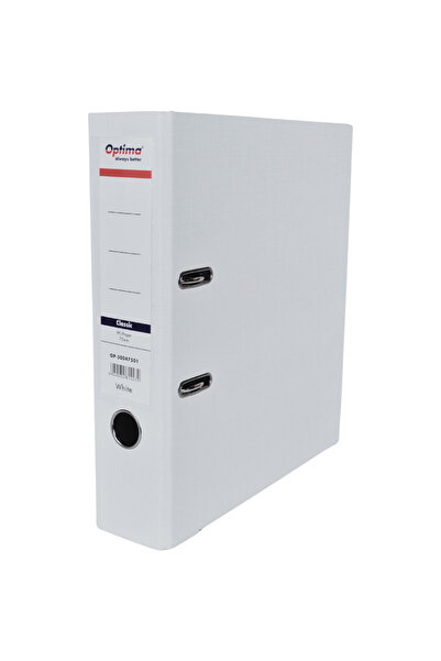 Optima A4 file folder, laminated PP/paper, metal edge, 75 mm, Classic - white