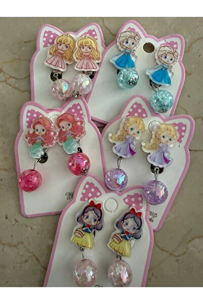 Dpartstore Prenses Figürlü Sallanan Klips Küpe Kulakları Delik Olmayan Prense...