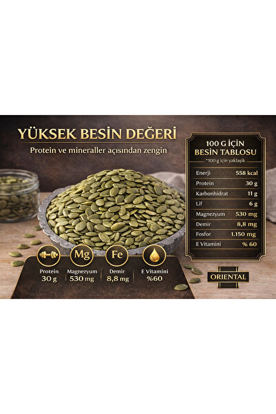 Oriental Kabak Çekirdeği İçi - Tuzsuz - Çiğ - 250 gr