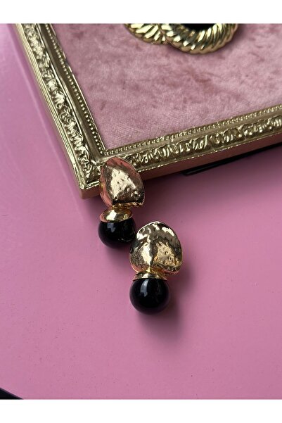 MİOSA 316L Steel Black Mng Model Earrings