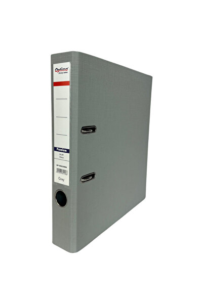 Optima Biblioraft A4, plastifiat PP/PP, margine metalica, 50 mm, Premium - gri