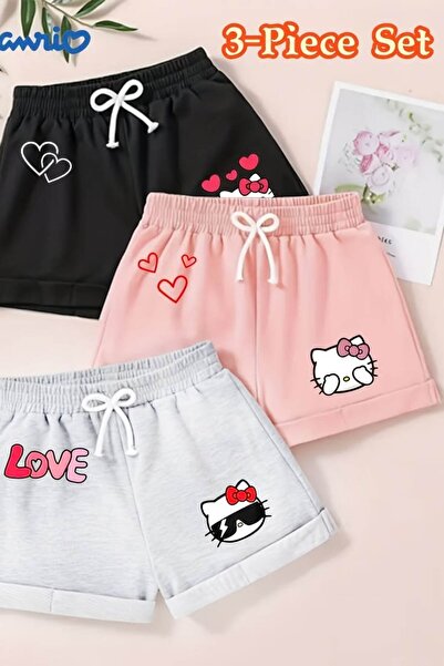 VESTIR BIEN Pantaloni scurți confortabili din bumbac pentru fete, în 3 culori