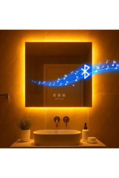 Digital Hayat Kare LED Bluetooth Hoparlörlü Dekoratif Akıllı Banyo Aynası – D...