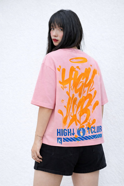 MARKATEM Γυναικεία Ανδρικά Μπλουζάκια High Club με τύπωμα oversized Unisex – ...