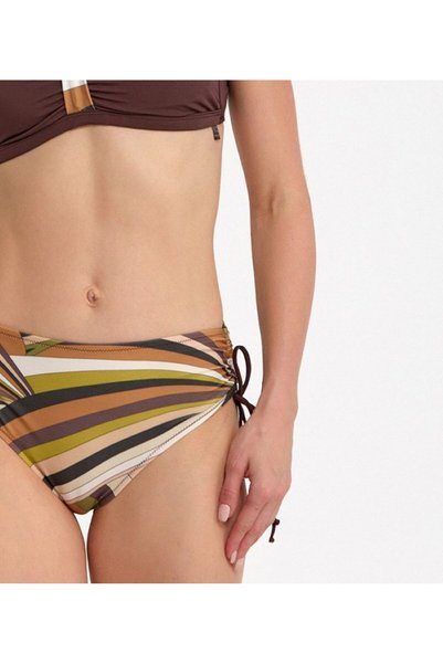 Argento Kadın Kahve Desenli Sabit Kaplı Ayarlanabilir Askılı Yüksek Bel Yanı Ayarlanabilir Bikini Takımı