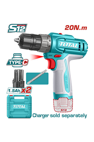 Generic TOTAL - 12V/LED LI-ION BATTERY DRILL (2 1.5Ah BATTERIES)