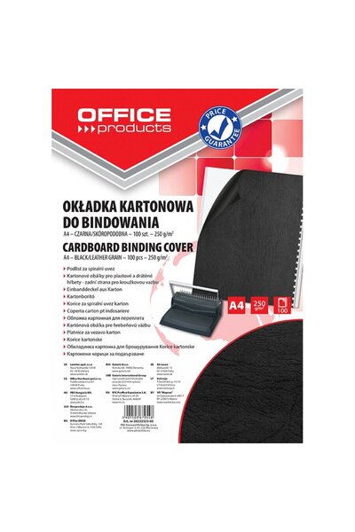 OFFICE products Coperta carton imitatie piele 250g/mp, A4, 100/top - negru