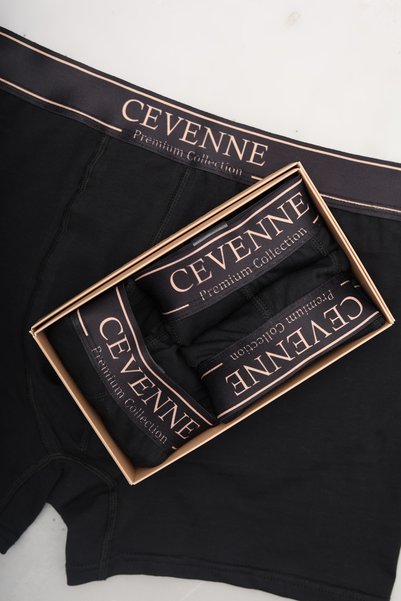 CEVENNE Men's Boxer Briefs with 95% Cotton and Breathable Fabric Royal Black 3-Piece